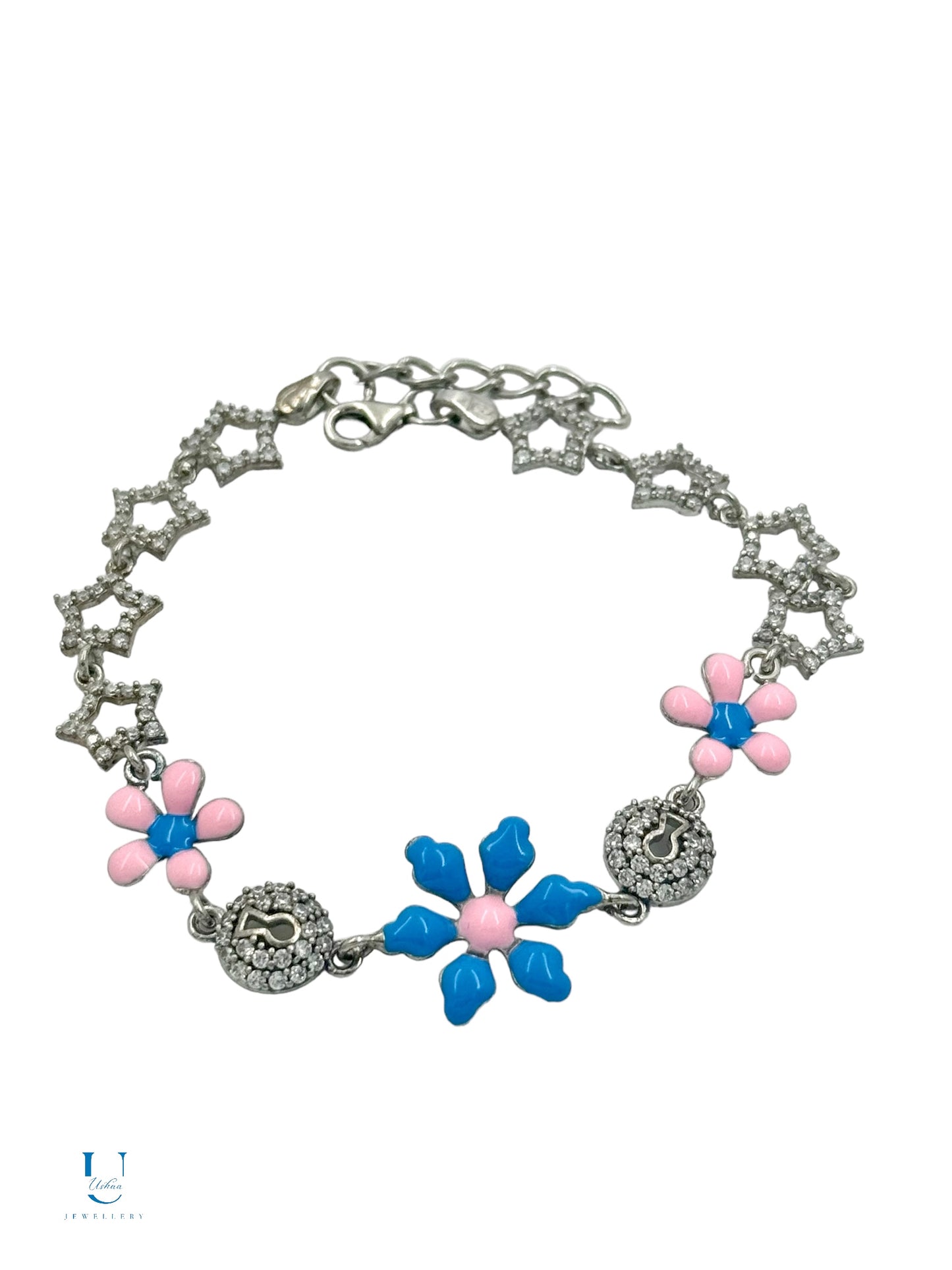 Blue Enamel Flower Bracelet