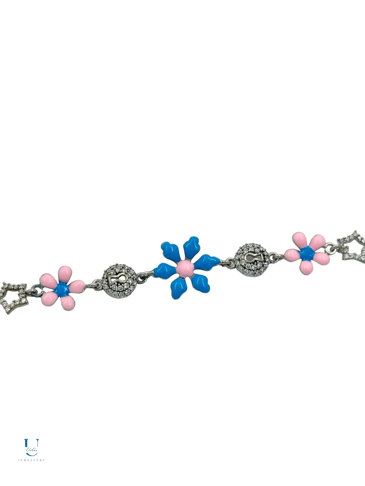 Blue Enamel Flower Bracelet