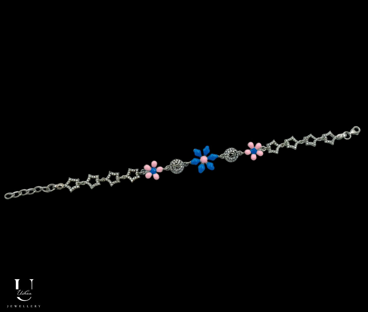 Blue Enamel Flower Bracelet