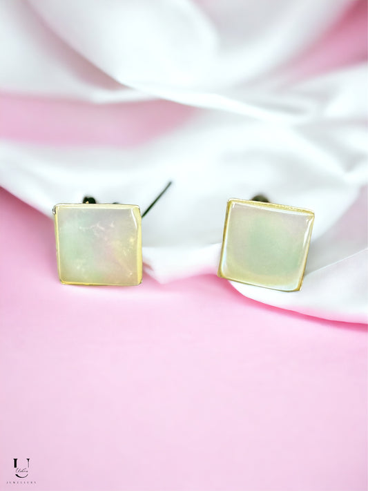 White Square Stud