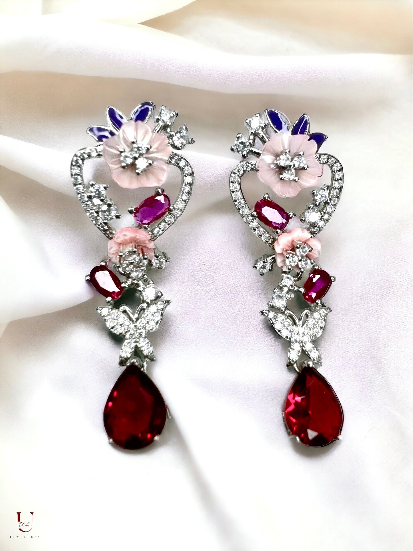Red Heart Danglers
