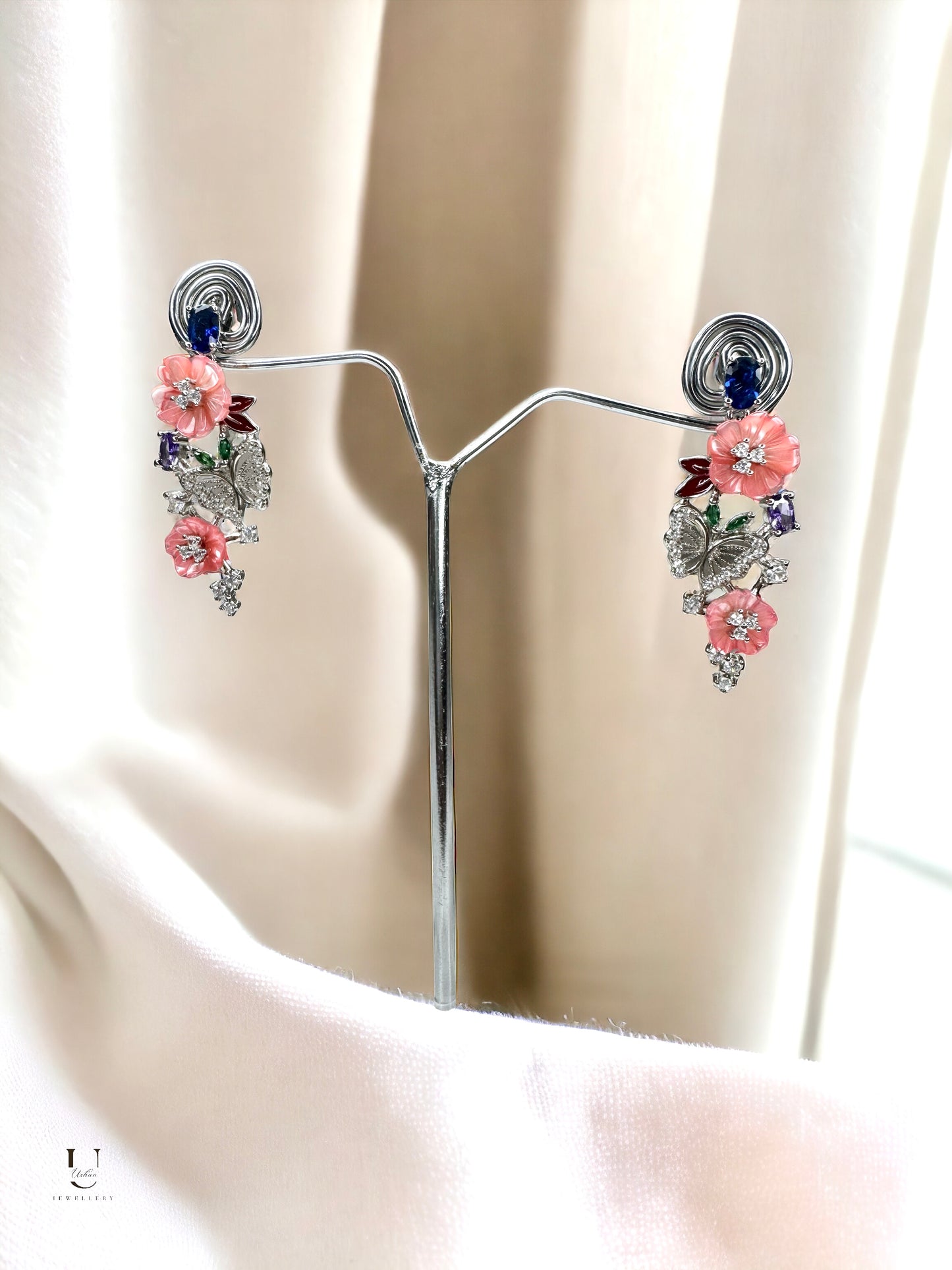 Pink Mop Butterfly Earrings