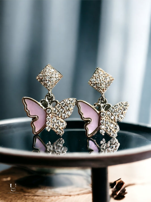 MOP Butterfly Earrings Pink