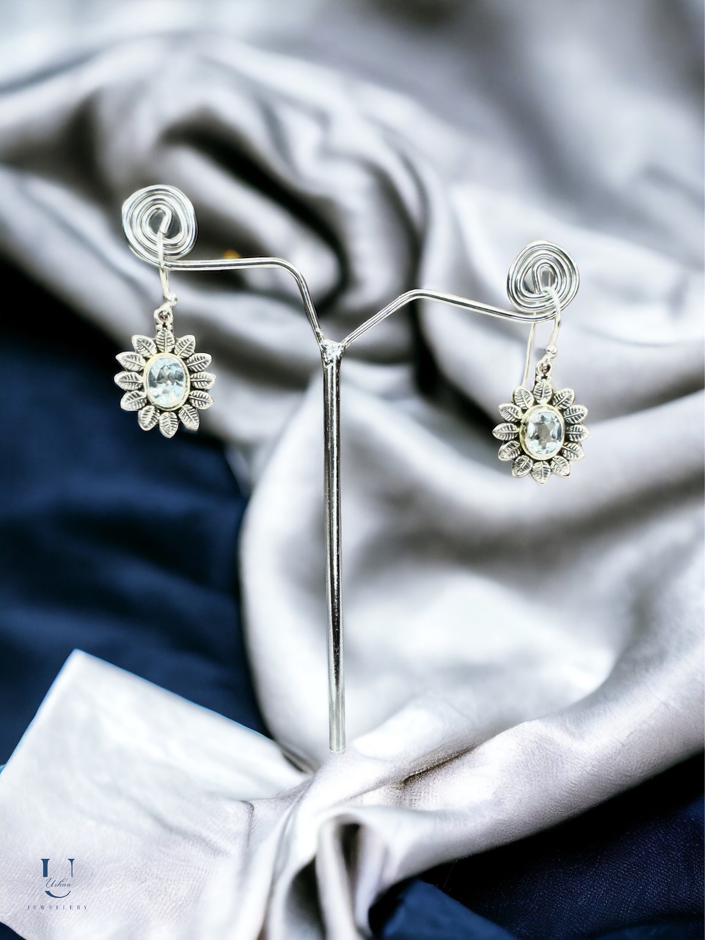 Blue Topaz Gemstone Earrings
