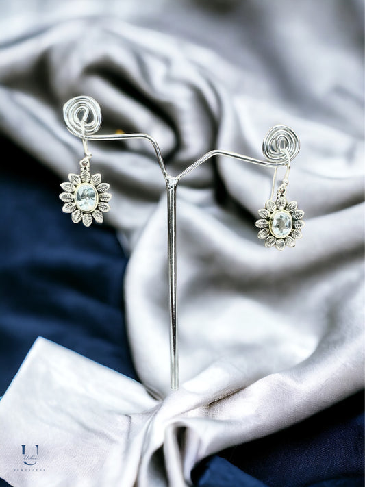 Blue Topaz Gemstone Earrings