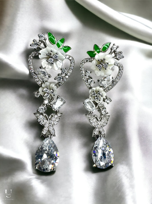 White Heart Danglers