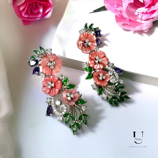 Pink Mop Floral Danglers