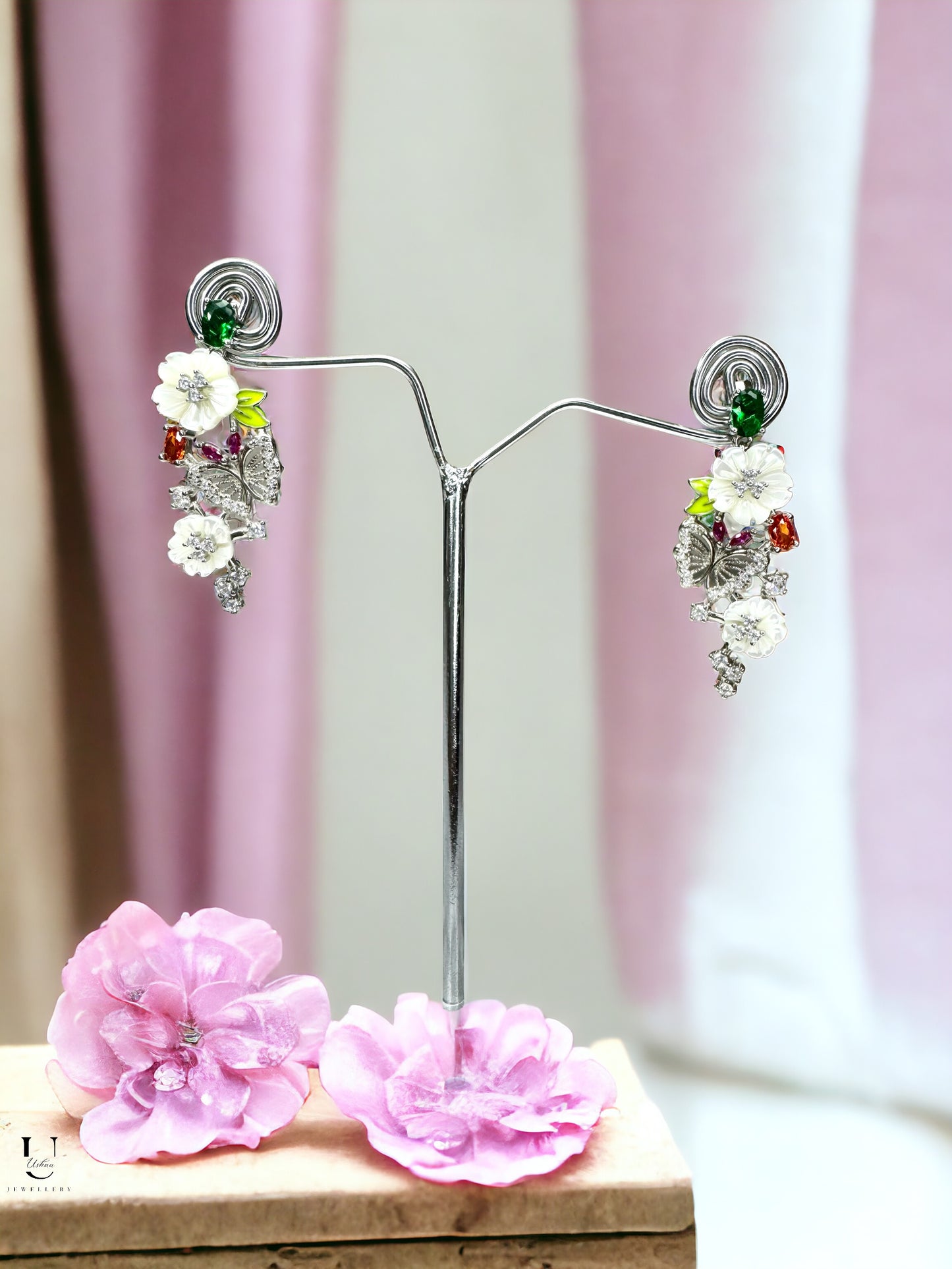White Mop Butterfly Earrings