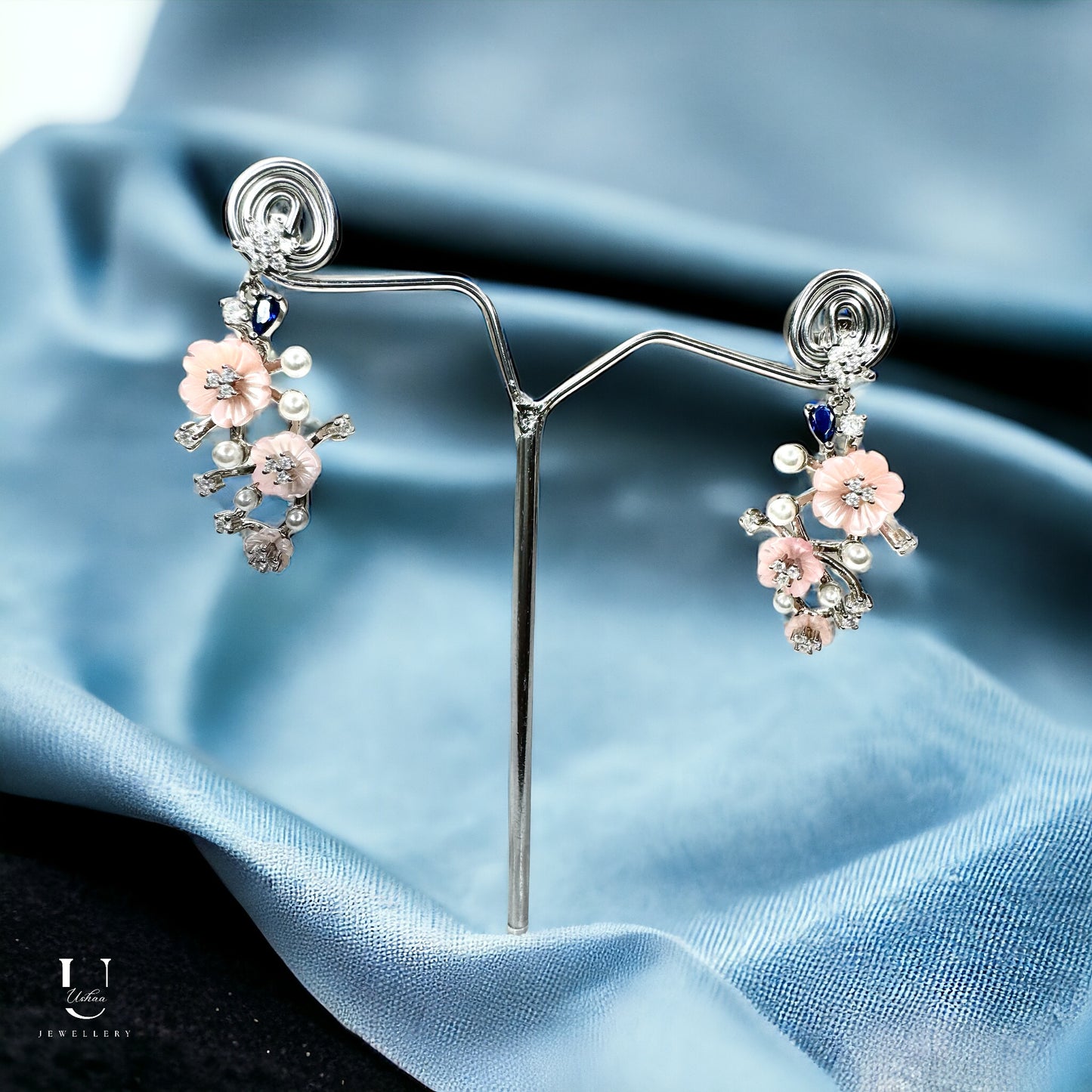Peach Mop Floral Danglers
