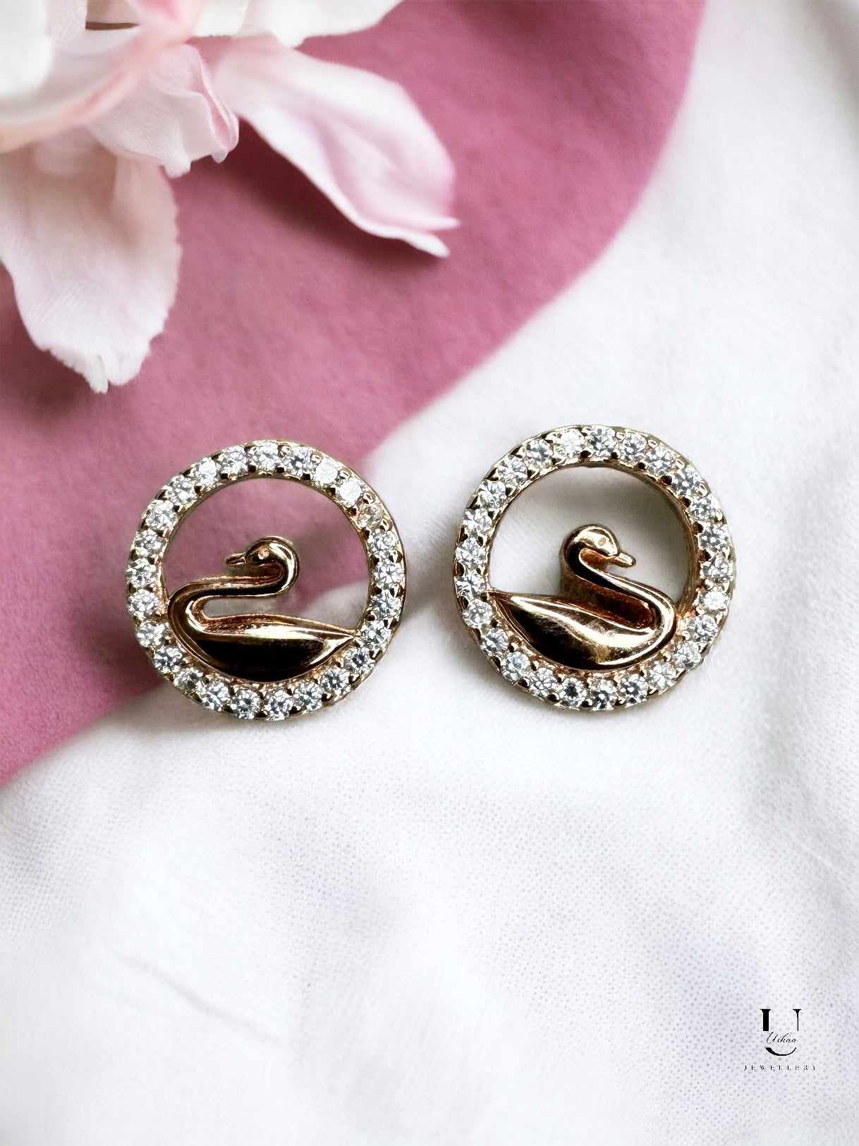 Rosegold Swan Earring