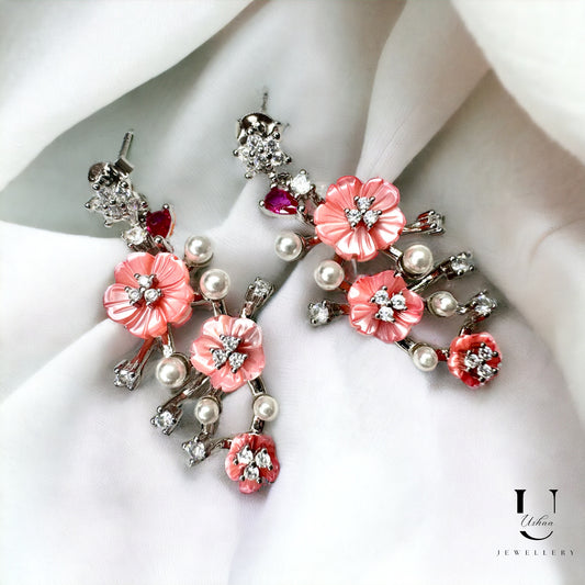 Pink Mop Floral Danglers