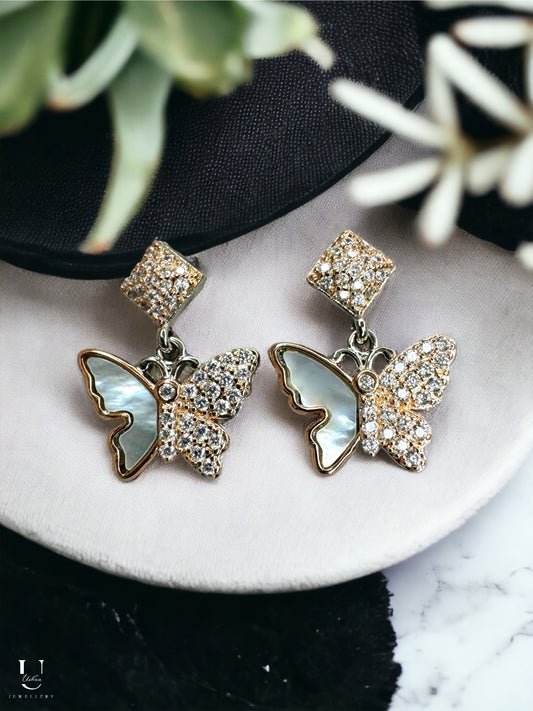 MOP Butterfly Earrings White
