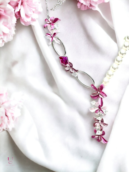 Pink Floral Necklace Set