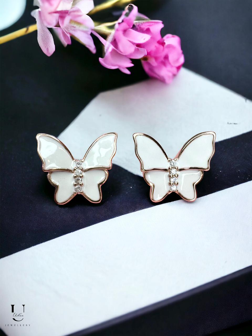 White Butterfly Stud