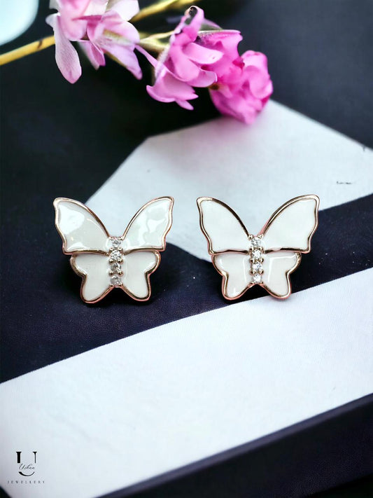 White Butterfly Stud