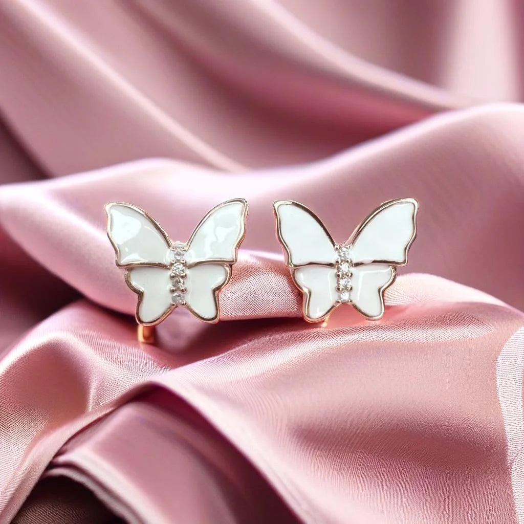 White Butterfly Stud
