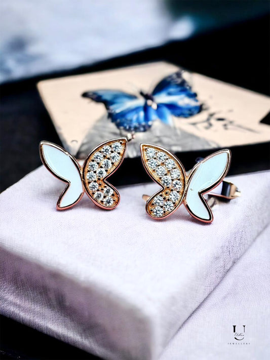 White Butterfly Stud